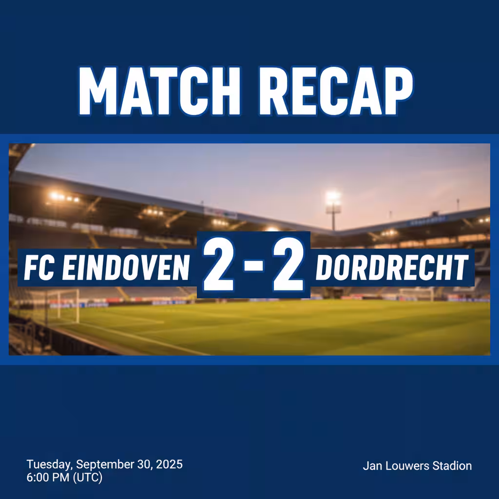 FC Eindhoven and FC Dordrecht played out an entertaining 2-2 draw in a pulsating Eerste Divisie clash at Jan Louwers Stadion, with both sides showcasing attacking intent but ultimately sharing the spoils after a dramatic evening[1][3][6].