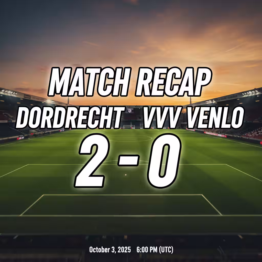 Clinical Dordrecht Sink VVV Venlo 2-0 at M-Scores Stadion