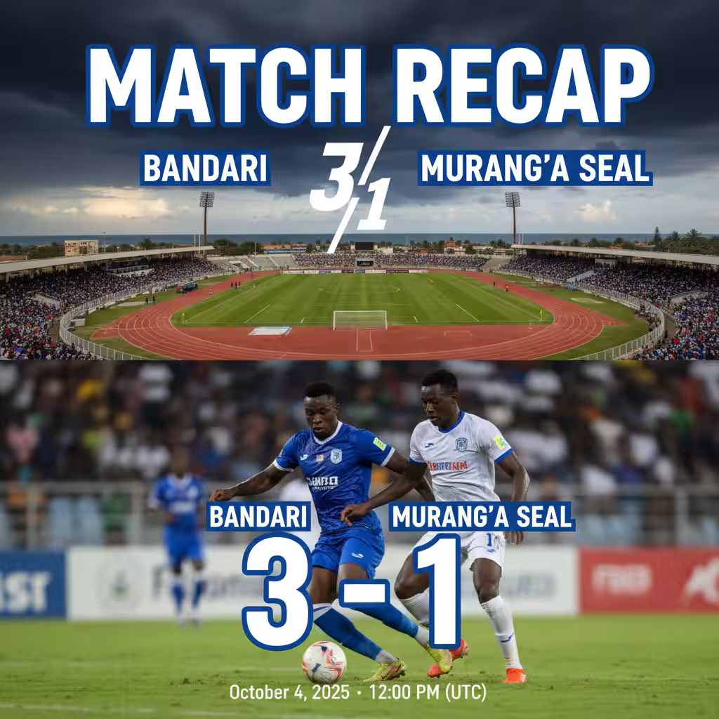 Bandari Rally Past Murang’a SEAL with a Convincing 3-1 Win at Mbaraki Sports Club