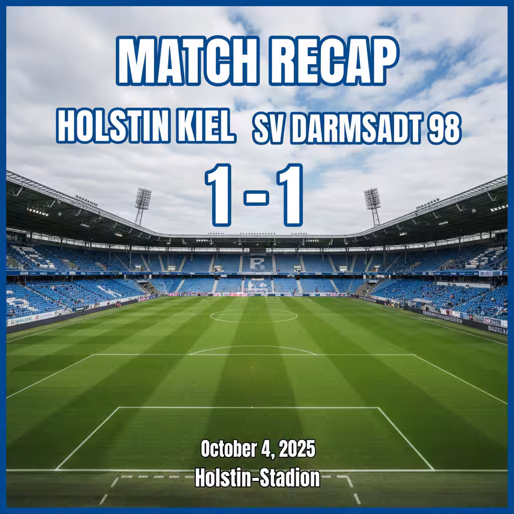 Holstein Kiel Denied by Darmstadt’s Grit in Pulsating 1–1 Stalemate
